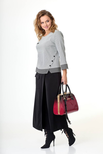 Блуза и кюлоты из текстиля с кокетками и разрезами, деловой стиль Taita plus 2232/1 - фото 5