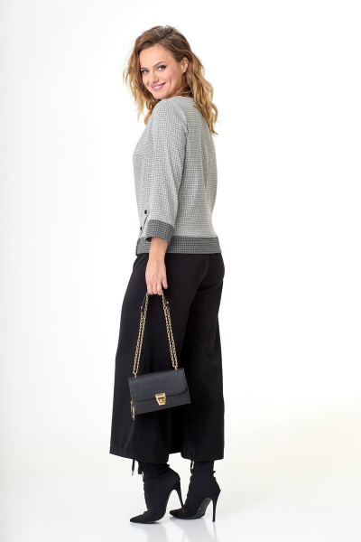 Блуза и кюлоты из текстиля с кокетками и разрезами, деловой стиль Taita plus 2232/1 - фото 4