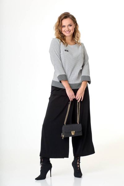 Блуза и кюлоты из текстиля с кокетками и разрезами, деловой стиль Taita plus 2232/1 - фото 3