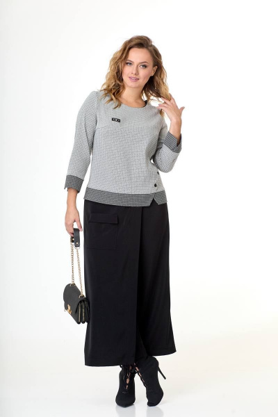 Блуза и кюлоты из текстиля с кокетками и разрезами, деловой стиль Taita plus 2232/1 - фото 2