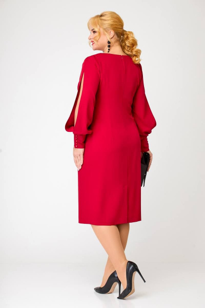 Нарядное платье с объемными рукавами и разрезами по рукавам Swallow 623 спелая_вишня - фото 7