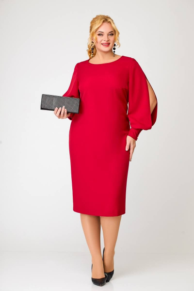 Нарядное платье с объемными рукавами и разрезами по рукавам Swallow 623 спелая_вишня - фото 4