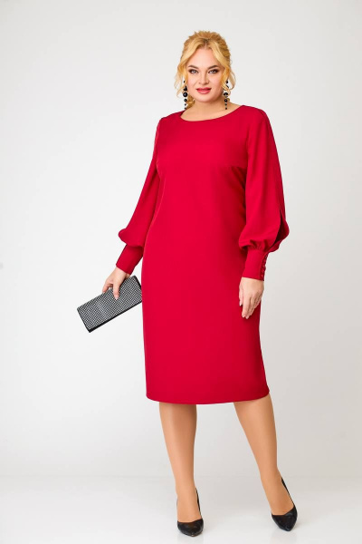 Нарядное платье с объемными рукавами и разрезами по рукавам Swallow 623 спелая_вишня - фото 2