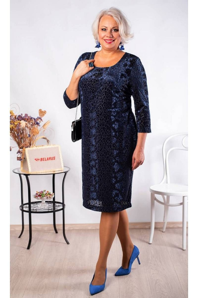 Платье из бархата с вытравкой и рукавами три четверти Camelia 20139 9 - фото 1