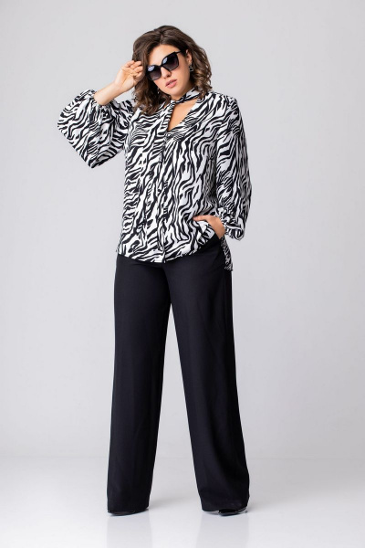 Блуза EVA GRANT 214-1 черный+белый - фото 2