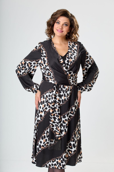 Платье ANASTASIA MAK 1054 бежевый_мультиколор - фото 6