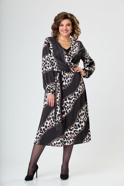 Платье ANASTASIA MAK 1054 бежевый_мультиколор - фото 2