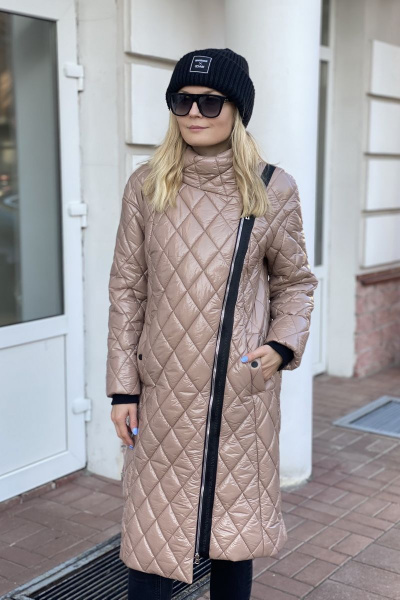 Пальто из стеганой плащевки с асимметричной молнией Azzara 3090Б - фото 1