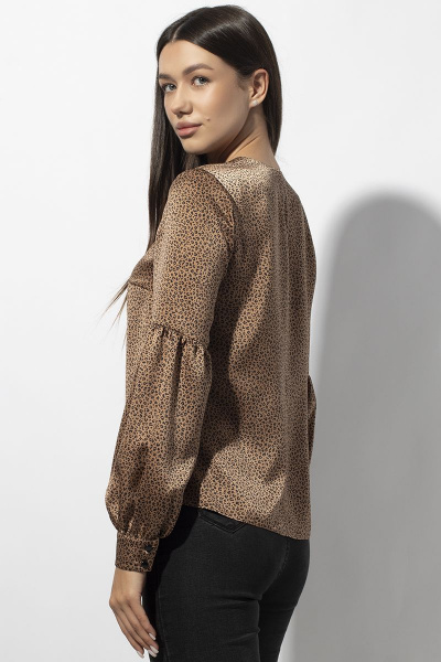 Блуза из вискозы с кружевом и полуприлегающим силуэтом VIZAVI 659 коричневый - фото 6