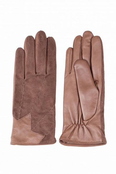 Перчатки кожаные шерстяные коричневые на зиму ACCENT 848р песочный - фото 2
