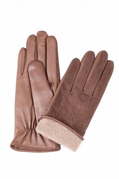 Перчатки кожаные шерстяные коричневые на зиму ACCENT 848р песочный - фото 1