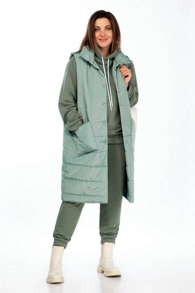 Платный жилет из плащевой ткани с диагональными карманами INVITE 5012 снежная_мята - фото 5