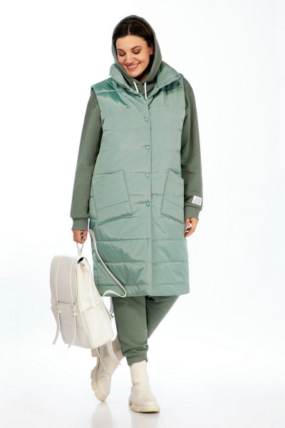 Платный жилет из плащевой ткани с диагональными карманами INVITE 5012 снежная_мята - фото 4