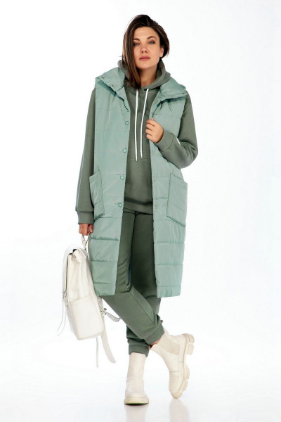 Платный жилет из плащевой ткани с диагональными карманами INVITE 5012 снежная_мята - фото 1