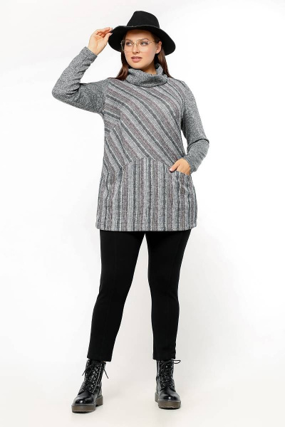 Туника La rouge 9065 сиреневый-(полоска) - фото 2