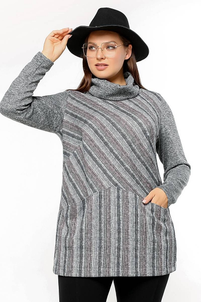 Туника La rouge 9065 сиреневый-(полоска) - фото 1