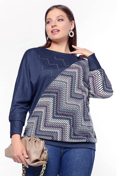 Джемпер La rouge 3242 зигзаг-(синий) - фото 1