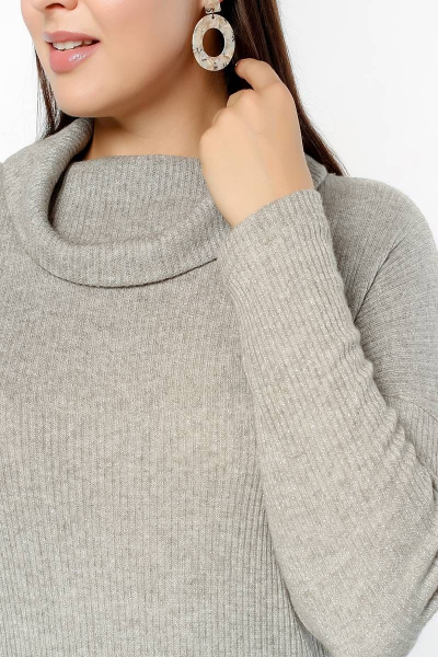Джемпер свободный с воротником-хомут из трикотажа La rouge 3246 серо-бежевый - фото 5