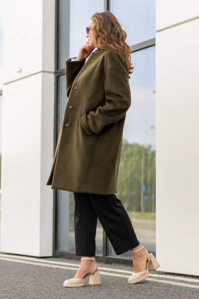 Пальто Andina 1002 хаки - фото 2