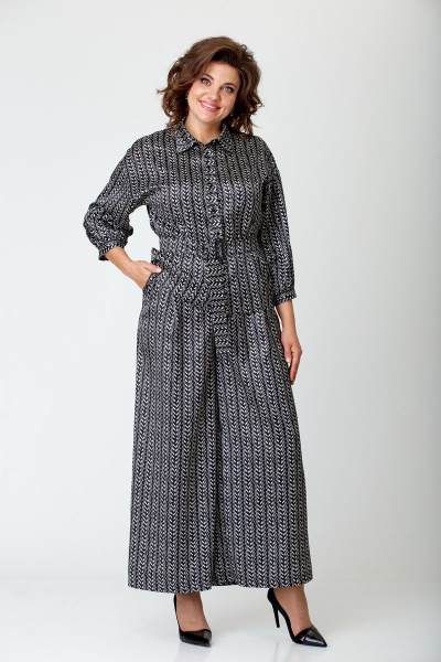 Элегантный костюм из ткани с печатным рисунком и палаццо Орхидея 1213 - фото 7