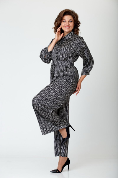 Элегантный костюм из ткани с печатным рисунком и палаццо Орхидея 1213 - фото 5