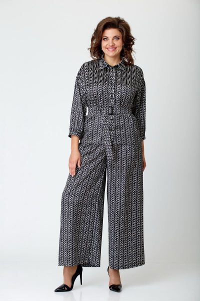 Элегантный костюм из ткани с печатным рисунком и палаццо Орхидея 1213 - фото 1