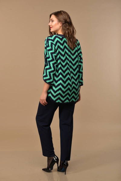 Туника Lady Style Classic 2592 темно-синий_с_зеленым/зигзаг - фото 3