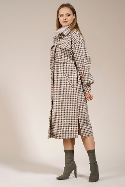 Бежевый оверсайз кардиган из текстиля Медея и К 2173 - фото 6