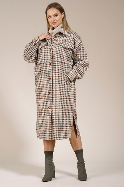 Бежевый оверсайз кардиган из текстиля Медея и К 2173 - фото 4