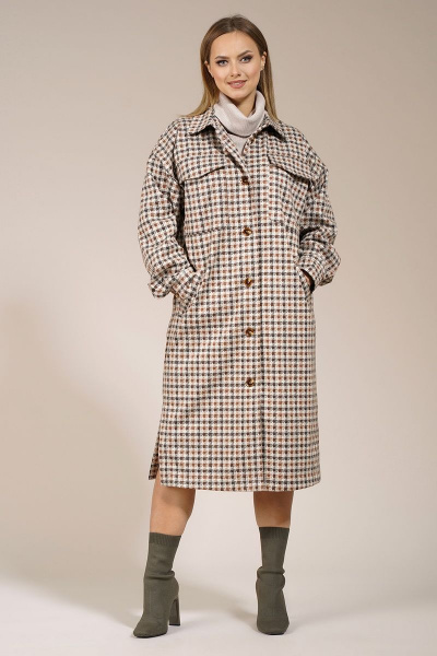 Бежевый оверсайз кардиган из текстиля Медея и К 2173 - фото 2