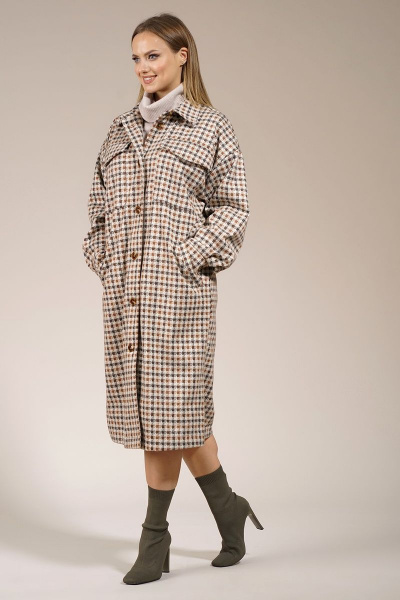 Бежевый оверсайз кардиган из текстиля Медея и К 2173 - фото 1