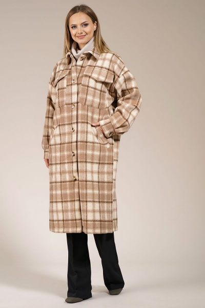 Бежевый оверсайз кардиган из текстиля Медея и К 2178 - фото 6