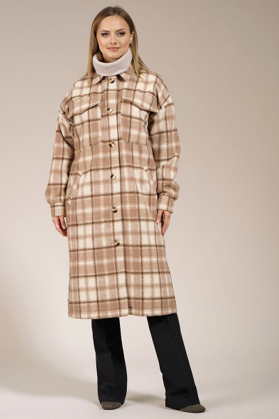 Бежевый оверсайз кардиган из текстиля Медея и К 2178 - фото 4