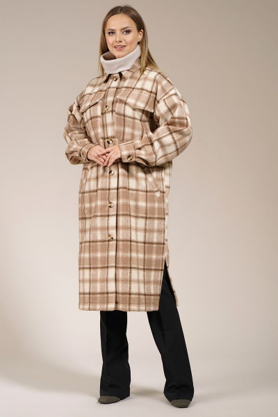 Бежевый оверсайз кардиган из текстиля Медея и К 2178 - фото 2