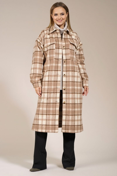 Бежевый оверсайз кардиган из текстиля Медея и К 2178 - фото 1