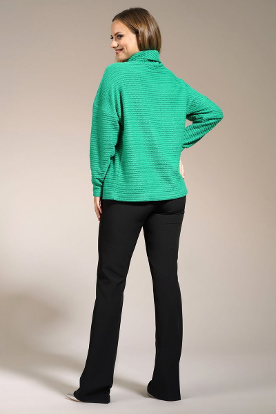 Джемпер оверсайз из вискозы и трикотажа зеленый Медея и К 2186 нефритовый - фото 6
