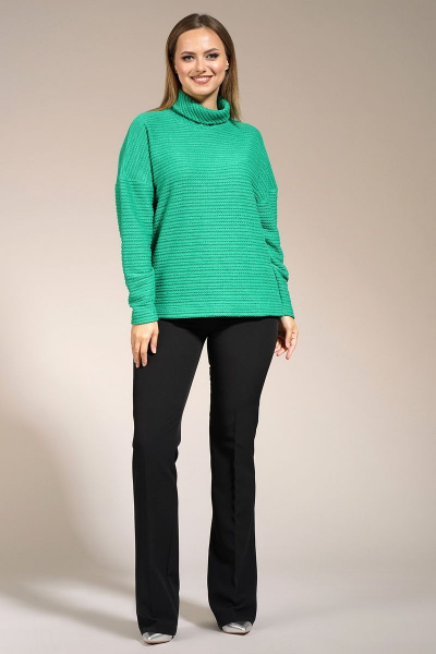 Джемпер оверсайз из вискозы и трикотажа зеленый Медея и К 2186 нефритовый - фото 5