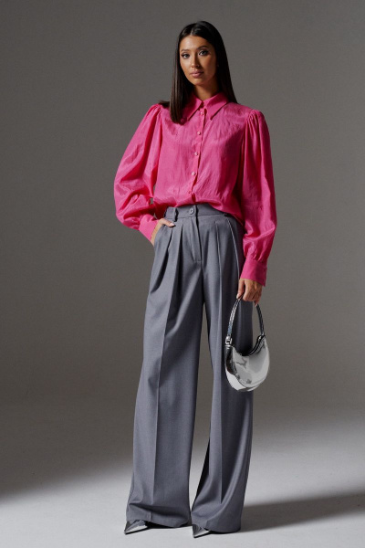 Цветная рубашка свободного кроя с контрастным принтом ANNETE A607 - фото 2