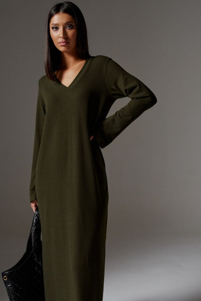 Платье А-силуэта из трикотажа в рубчик для повседневных образов ANNETE A3247 - фото 2