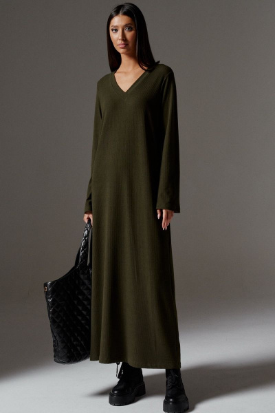 Платье А-силуэта из трикотажа в рубчик для повседневных образов ANNETE A3247 - фото 1