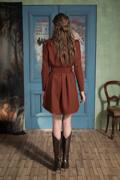 Платье из костюмной ткани с застежкой на кнопки и поясом Alena Goretskaya А1490/1 - фото 2