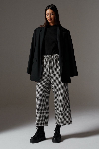 Кюлоты из трикотажа с контрастным принтом и поясом на резинке ANNETE A258 - фото 2