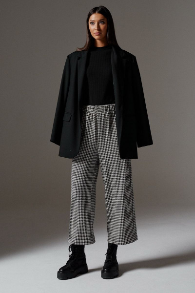 Кюлоты из трикотажа с контрастным принтом и поясом на резинке ANNETE A258 - фото 1