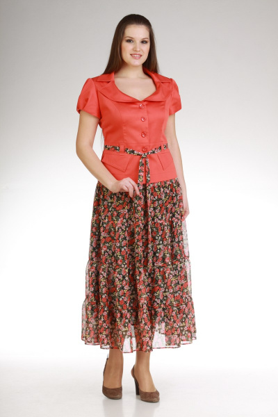 Жакет и юбка желтые из легкой ткани в стиле бохо Eva Lux 1419 - фото 1