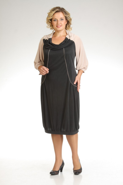 Платье демисезонное с бежевым и красным цветами Eva Lux 1438 - фото 1