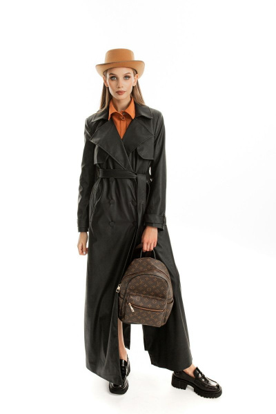 Пальто прямого силуэта из пальтовой ткани на утеплителе AURA otd 7022 черный - фото 6