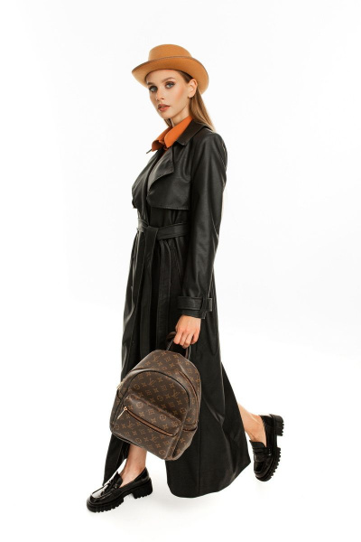 Пальто прямого силуэта из пальтовой ткани на утеплителе AURA otd 7022 черный - фото 5