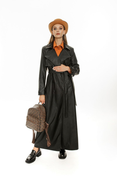 Пальто прямого силуэта из пальтовой ткани на утеплителе AURA otd 7022 черный - фото 4