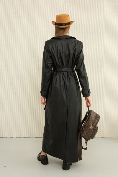 Пальто прямого силуэта из пальтовой ткани на утеплителе AURA otd 7022 черный - фото 2