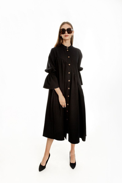 Классическое демисезонное платье в стиле casual AURA otd 3139 черный - фото 1